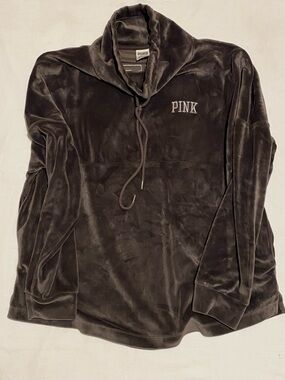 PINK Victoria's Secret Women’s Charcoal Velour Turtleneck Pullover sweatshirt